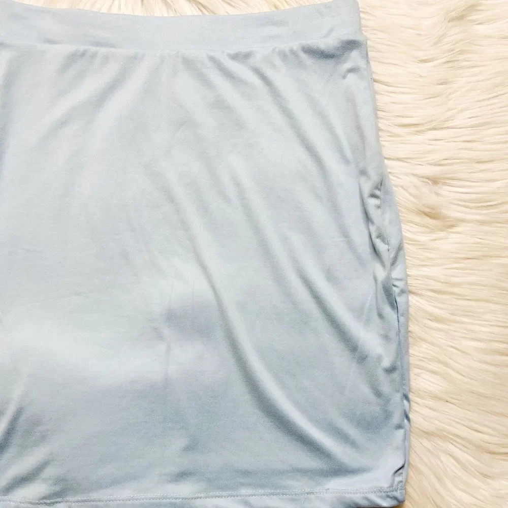 Haute Monde Super Soft Mini Pencil Skirt Light Blue Size Medium
